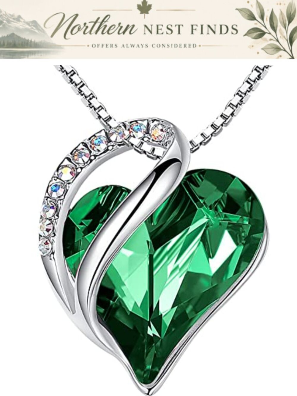 Heart Pendant Necklace with Birthstone Crystal, 18+2 Inch Chain, Women's Jewelry